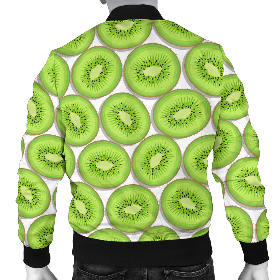 Sliced Kiwi Pattern Background Men Bomber Jacket