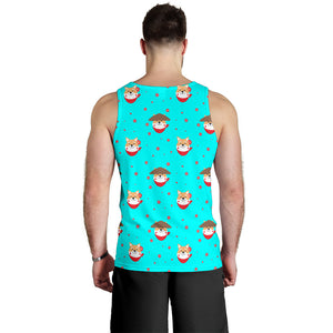 Shiba Inu Japanese Hat Pattern Men Tank Top