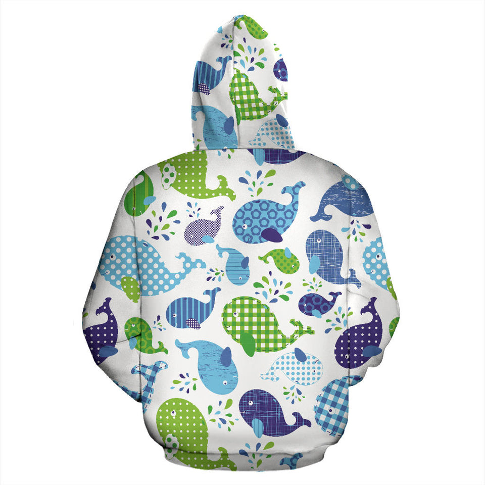 Whale Stripe Dot Pattern Men Women Pullover Hoodie