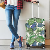 Green Blue Chameleon Lizard Leaves Pattern Luggage Covers