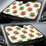 Red Chili Pattern Green White background Car Sun Shade