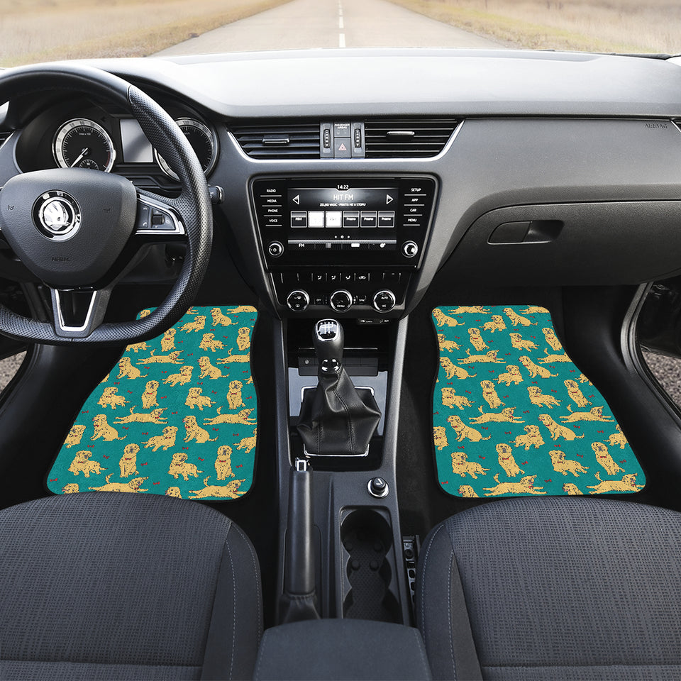 Golden Retriever Pattern Print Design 05 Front and Back Car Mats