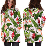 Heliconia Hibiscus Leaves Pattern Women Hoodie Dress