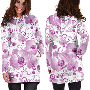 Orchid Pattern Women Hoodie Dress