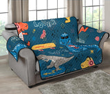 Dinosaur Music Skating Pattern Loveseat Couch Cover Protector