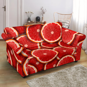 Sliced Grapefruit Pattern Background Loveseat Couch Slipcover