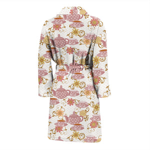 Tea pots Pattern Print Design 01 Men Bathrobe