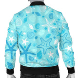 Starfish Shell Blue Theme Pattern Men Bomber Jacket