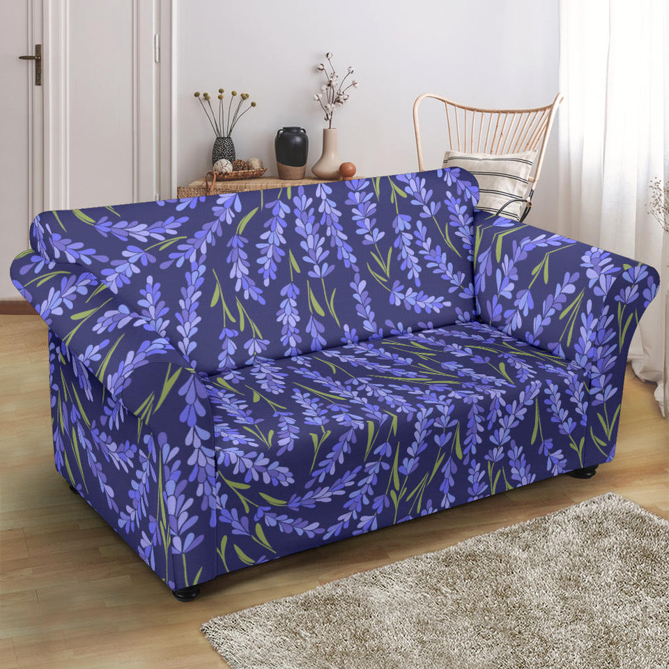 Lavender Theme Pattern Loveseat Couch Slipcover