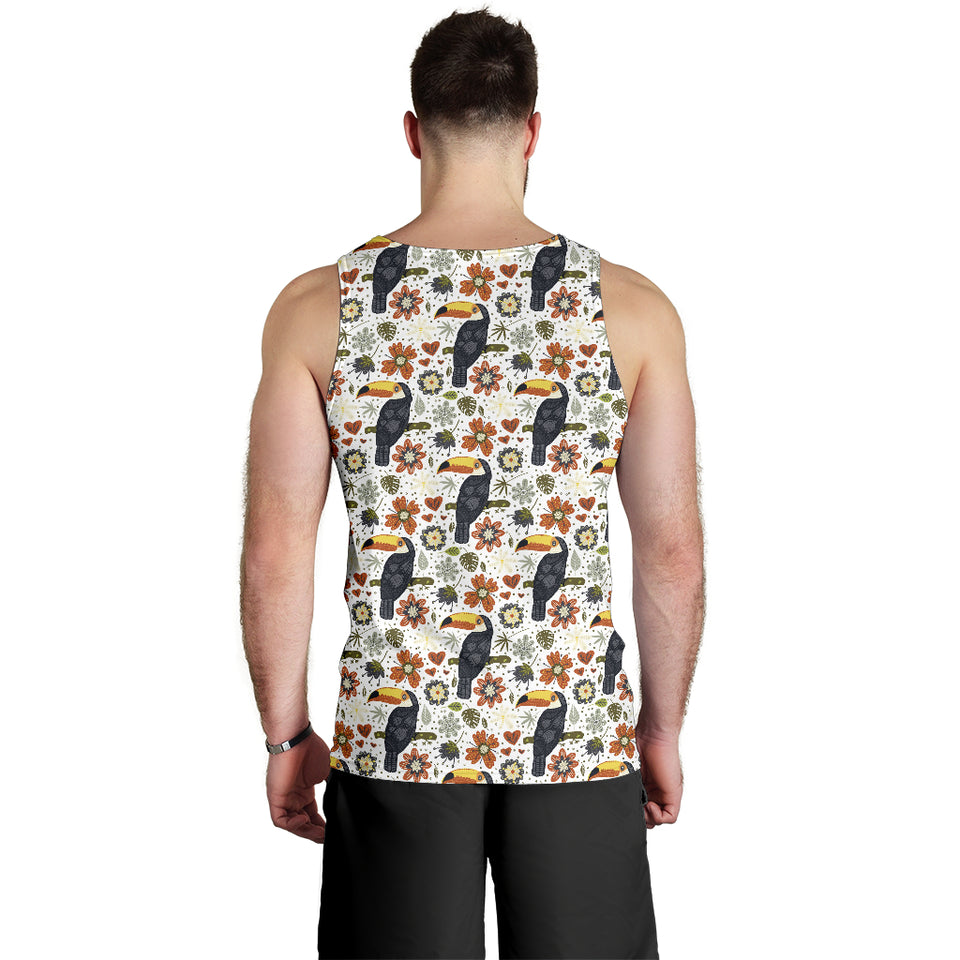 Toucan Flower Pattern Men Tank Top