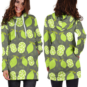 Lime Pattern Theme Women Hoodie Dress