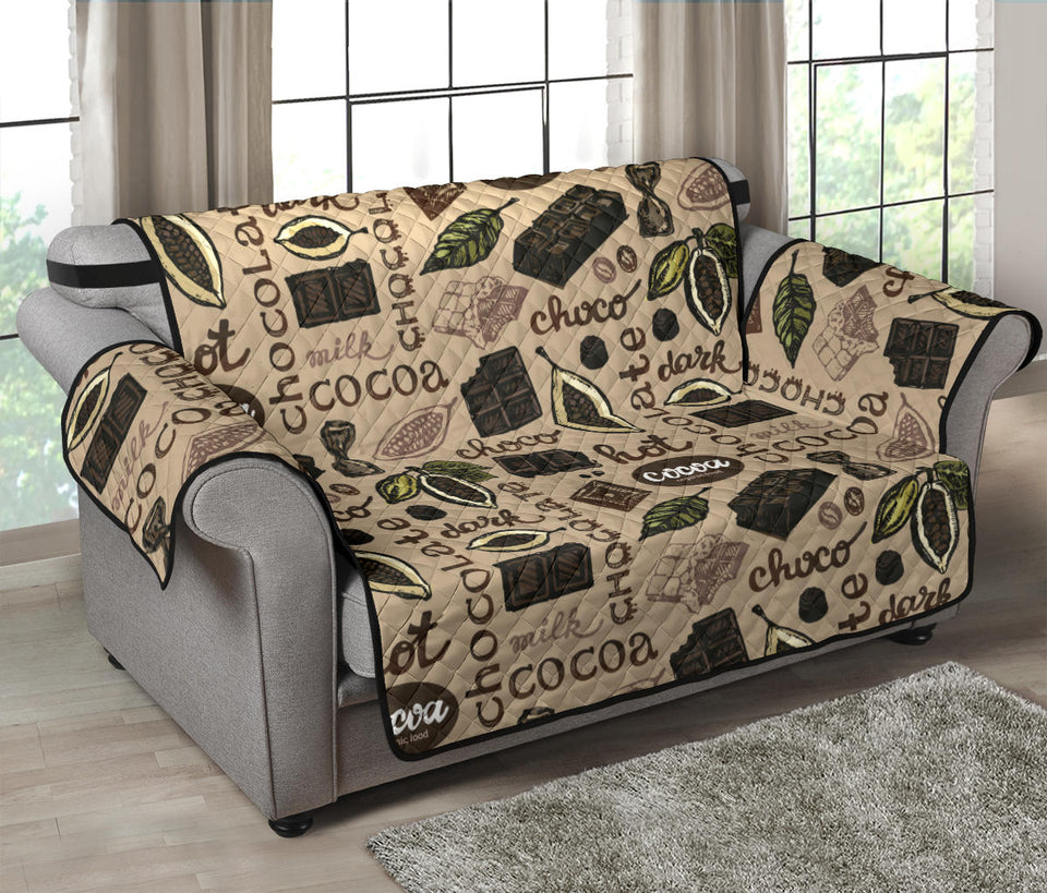 Cocoa Chocolate Pattern Loveseat Couch Cover Protector