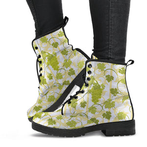 Grape Pattern Background Leather Boots