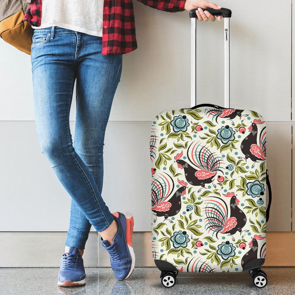 Rooster Chicken Leaves Pattern Luggage Covers