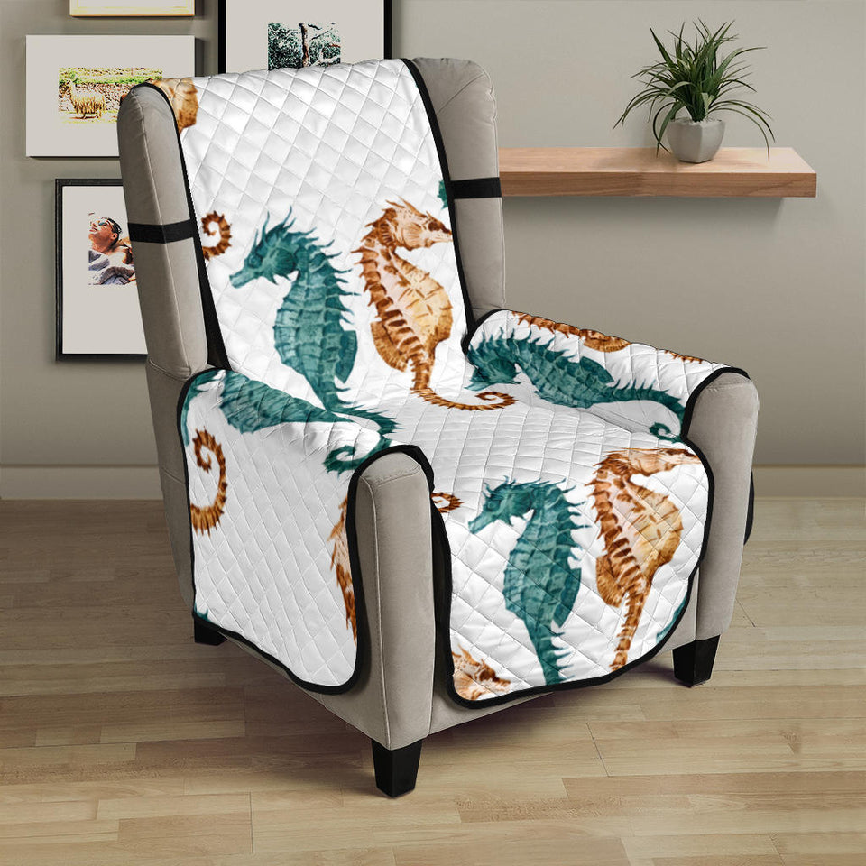 Seahorse Pattern Background Chair Cover Protector