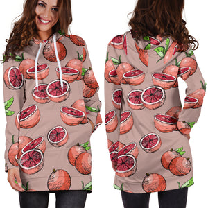 Grapefruit Pattern Background Women Hoodie Dress