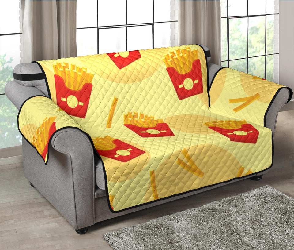 French Fries Pattern Background Loveseat Couch Cover Protector