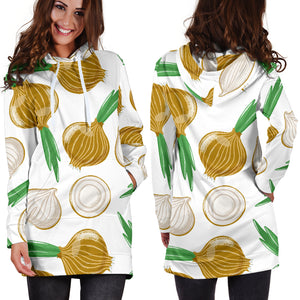 Onion Pattern Background Women Hoodie Dress