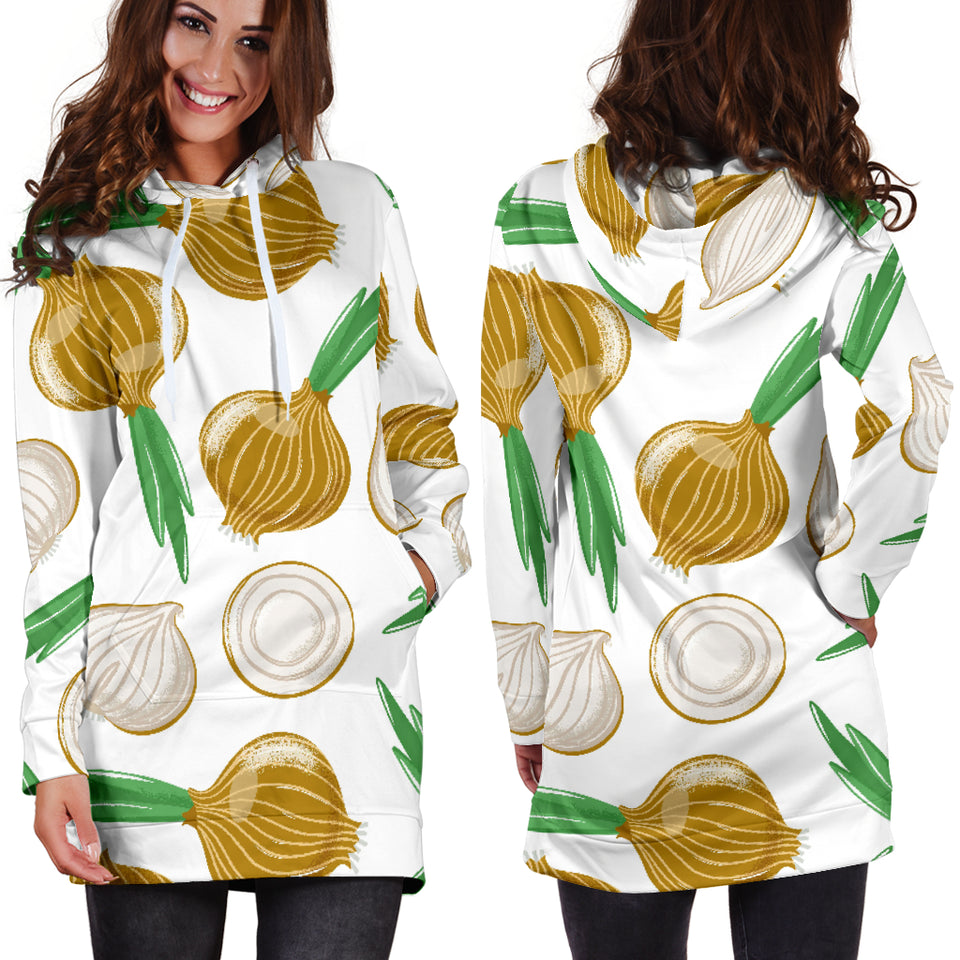 Onion Pattern Background Women Hoodie Dress