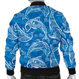 Dolphin Tribal Blue Pattern  Men Bomber Jacket