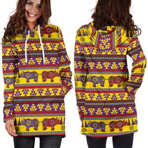 Rhino African Afro Dashiki Adinkra Kente Ethnic Motifs Women Hoodie Dress