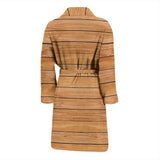 Wood Printed Pattern Print Design 04 Men Bathrobe