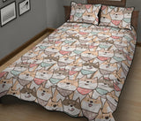 Shiba Inu Pattern Quilt Bed Set