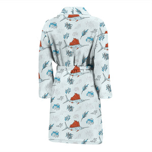 Swordfish Pattern Print Design 03 Men Bathrobe