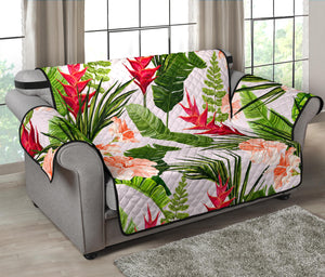 Heliconia Hibiscus Leaves Pattern Loveseat Couch Cover Protector