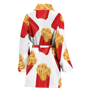 French Fries Theme Pattern Women Bathrobe