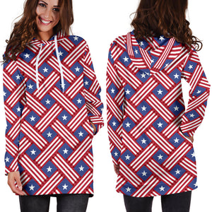 USA Star Stripe Pattern Women Hoodie Dress