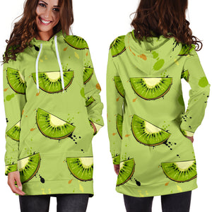 Kiwi Pattern Background Women Hoodie Dress