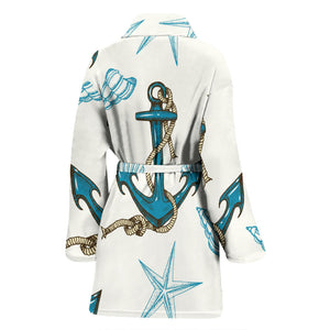 Anchor Shell Starfish Pattern Women Bathrobe