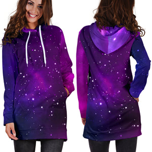 Pink Space Galaxy Pattern4 Women Hoodie Dress