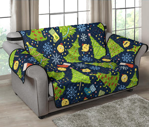 Christmas Tree Snowflake Pattern Loveseat Couch Cover Protector