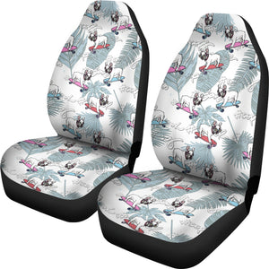 French Bulldog Skating Pattern Universal Fit Car Seat Covers