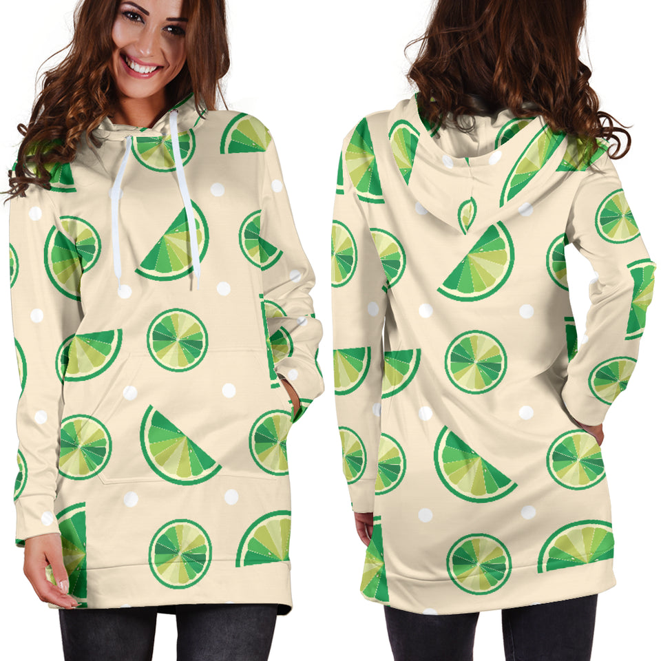 Lime Pattern Women Hoodie Dress