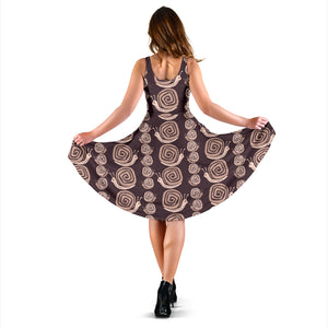 Snail Pattern Print Design 03 Sleeveless Midi Dress