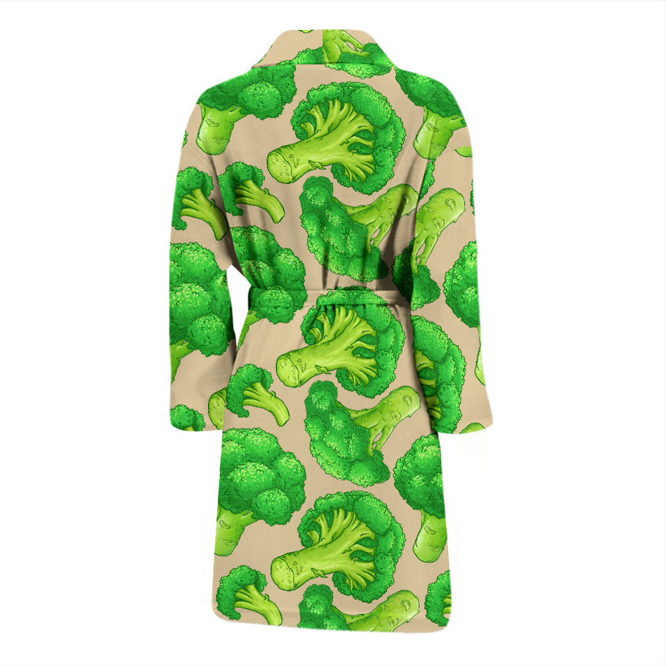 Broccoli Pattern Pink background Men Bathrobe