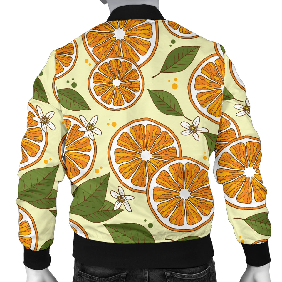 Sliced Orange Leaves  Pattern Men Bomber Jacket