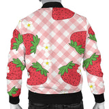 Strawberry Pattern Stripe Background Men Bomber Jacket