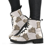 Sea Lion Pattern Leather Boots