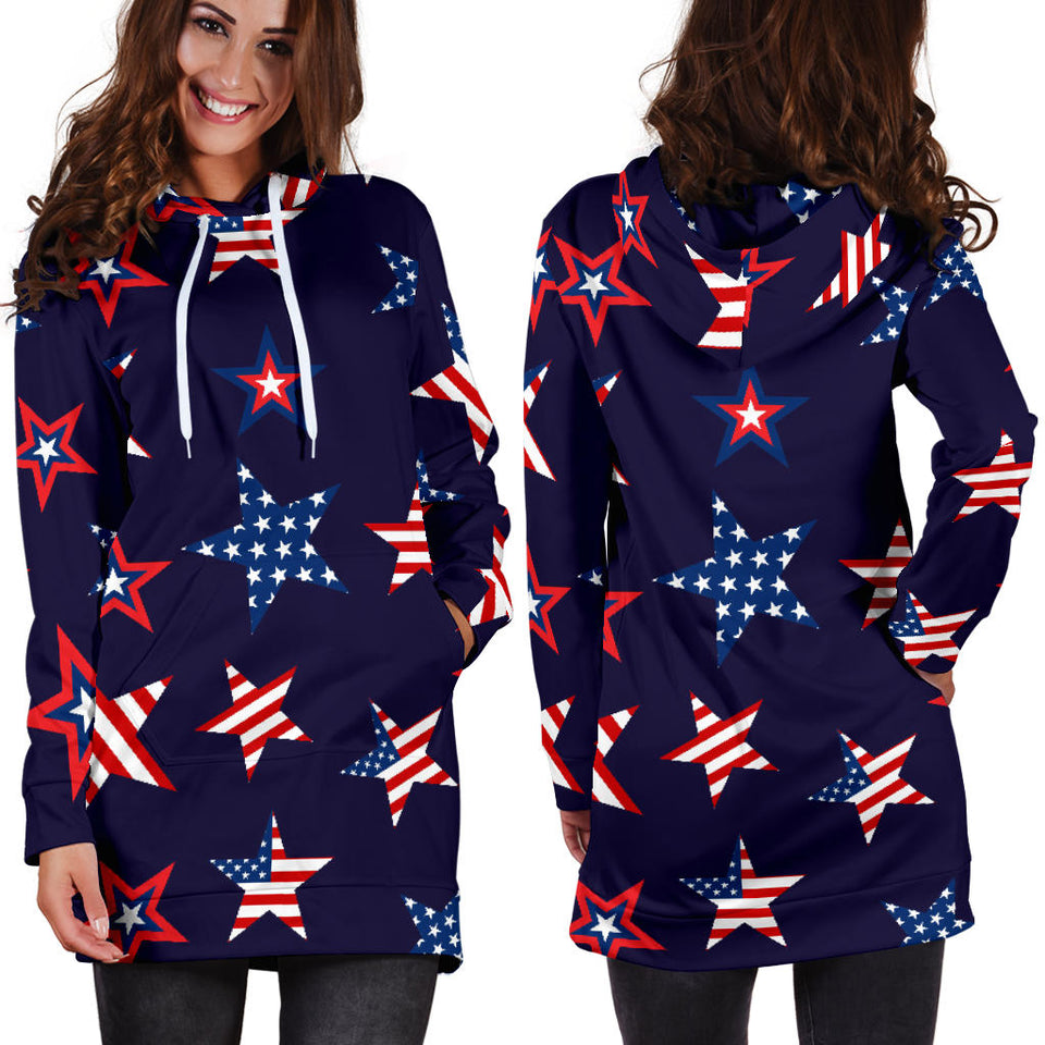 USA Star Pattern Theme Women Hoodie Dress