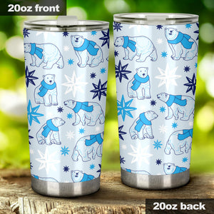 Polar Bear Pattern Blue Background Tumbler