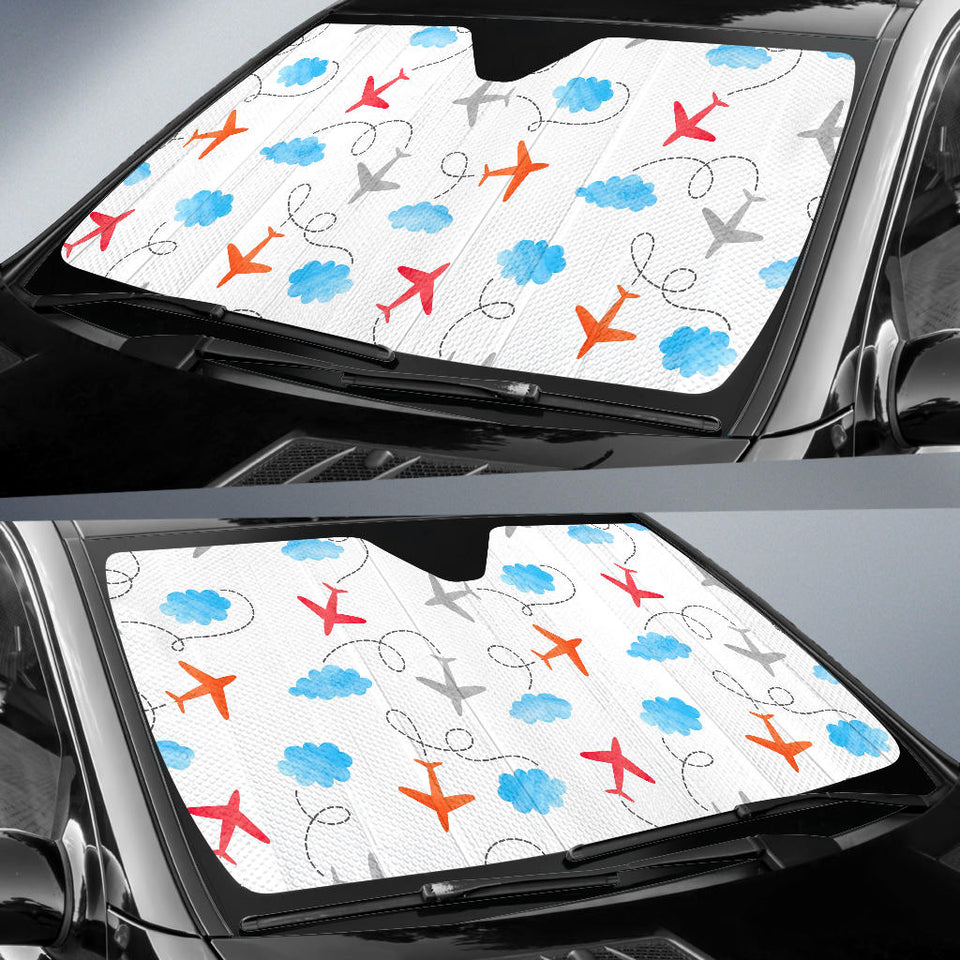 Airplane Cloud Pattern Car Sun Shade
