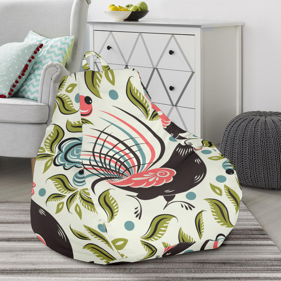 Rooster Chicken Leaves Pattern Bean Bag Cover