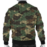 Green Camo Camouflage Honeycomb Pattern Men Bomber Jacket