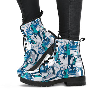 Penguin Pattern Leather Boots