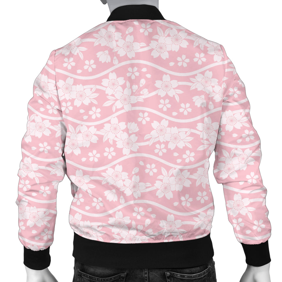 Sakura Pink Pattern Men Bomber Jacket