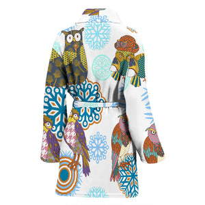 Owl Pattern Women Bathrobe